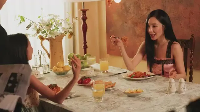 Tiffany Young filming a meal scene on the set of Edge of Calm — YouTube: Tiffany Young